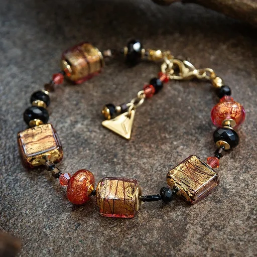 Lampglas Brațară cu aur de 24 de carate în perle Lampglas Inferno Elegance BCU83