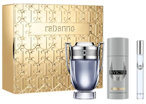 Rabanne Invictus - EDT 100 ml + spray deodorant 150 ml + EDT 10 ml