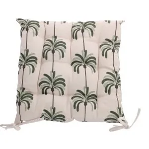 Pernă șezut matlasată Palmiere verde, 40 x 40 cm