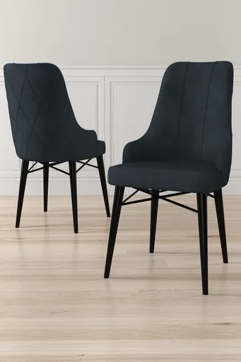 Set scaune 4 piese, Hanah Home, Neta, Antracit / Negru