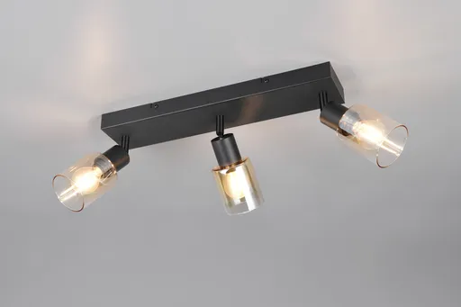 Plafoniera Cadiz, RL, 42.5x8.5x17 cm, 10W, 3x E14, metal, negru mat