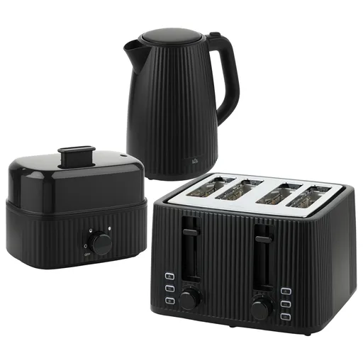 HOMCOM Fierbător rapid 1,7 L și set toaster cu 4 felii, fierbător pentru 6 ouă cu indicator luminos Negru | Aosom Romania
