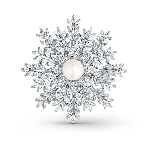 JwL Luxury Pearls Broșă strălucitoare Fulg 2in1 cu perlă autentică JL0847