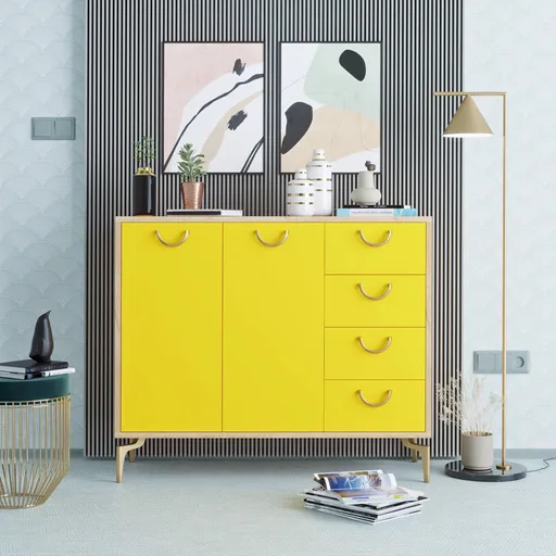 Pantofar, Hanah Home, ZEA, 100x82x35 cm, Stejar / Galben