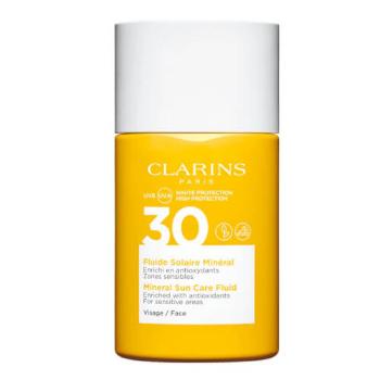 Clarins Fluid de bronzare - oferă protecție solară minerală pentru zona sensibilă a feței SPF 30 (Mineral Sun Care Fluid) 30 ml