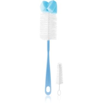 BabyOno Take Care Brush for Bottles and Teats with Mini Brush & Sponge Tip perie de curățare Blue 2 buc