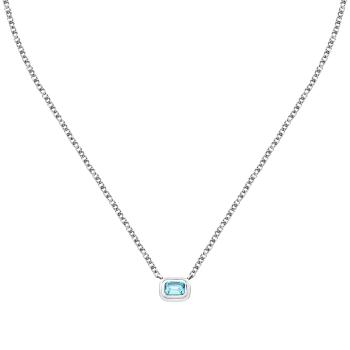Trussardi Colier din oțel cu zircon albastru T-Design TJAXA22