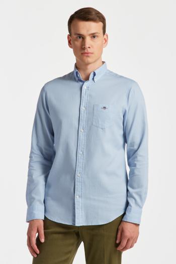 ING GANT REG HONEYCOMB TEXTURE WEAVE SHIRT MUTED BLUE