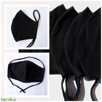 (5 db/cs) Fekete szájmaszk (18 cm) / textil szájmaszk, többször használható szájmaszk