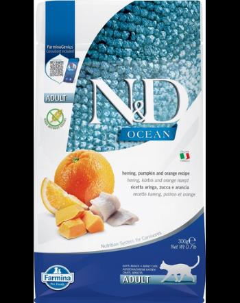 FARMINA N&amp;D Ocean cat adult herring pumpkin and orange 300 g Hrana pisica, cu hering, dovleac si portocale