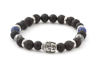 Agato Brățară cu mărgele din piatră de lavă, agat și Lapis lazuli MINK115/19