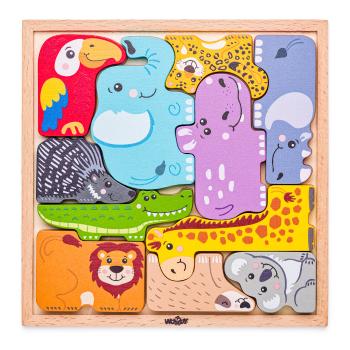 Puzzle pe placă Woody Animale