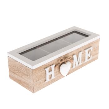 Cutie decorativă din lemn Heart in home, 23 x10 x 8,5 cm