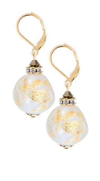 Lampglas Cercei eleganți Gold Elegance cu aur de 24k în perle Lampglas ECQ11