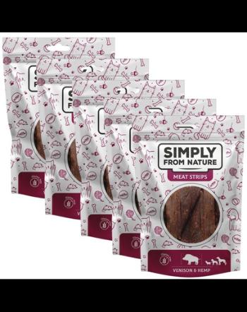 SIMPLY FROM NATURE Meat Strips 5x80 g recompense caini, vanat si canepa