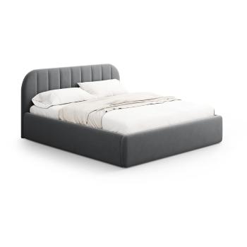 Szürke kárpitozott ágyneműtartós franciaágy ágyráccsal 180x200 cm Juno – Windsor & Co Sofas