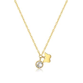 S'Agapõ Colier placat cu aur cu cristal și fluture Lucky Light SKT26