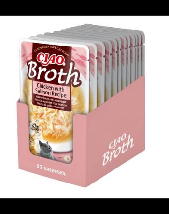 INABA CIAO Broth hrana lichida pisici, cu pui si somon 12x40g