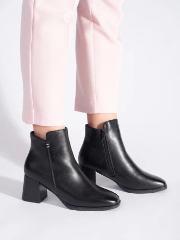 Botine negre pentru femei, la modă, pe un toc lat