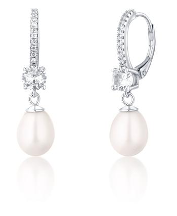 JwL Luxury Pearls Cercei fermecători argintii cu perle adevărate și zircon JL0739