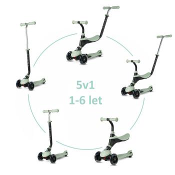 QPLAY Kolobežka Sema Pro Green, 5 v 1, s LED kolieskami, vek 1-6 rokov