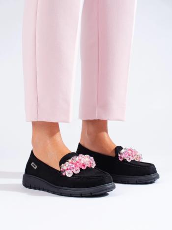 Mocasini trendy pentru femei negre fără toc
