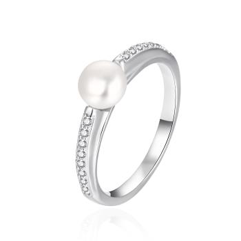 Agato Inel elegant din argint cu perla autentică AGT-R08W 52 mm