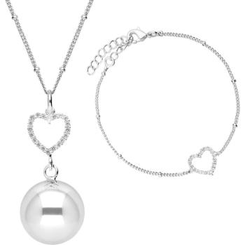 Bola Crystal Heart clopoțel de maternitate Silver