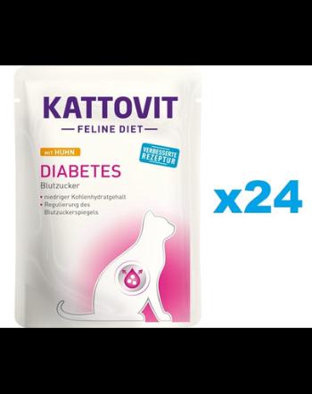 KATTOVIT Feline Diet Diabetes hrana umeda dietetica pentru pisici cu diabet, pui 24 x 85 g