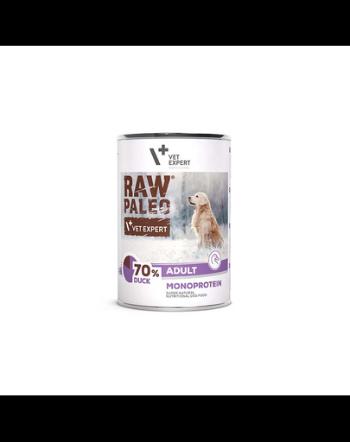 VETEXPERT Raw Paleo Duck Adult Can Conserva hrana caini adulti, cu rata  400g