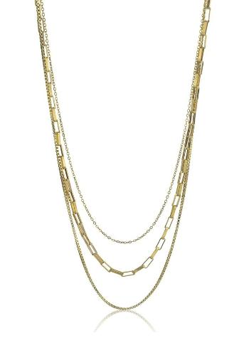 Marc Malone Colier triplu, placat cu aur Francesca Gold Necklace MCN24014G