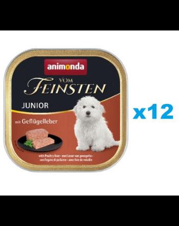 ANIMONDA Vom Feinsten Junior Mancare catei, cu ficat de pasare 12x150 g