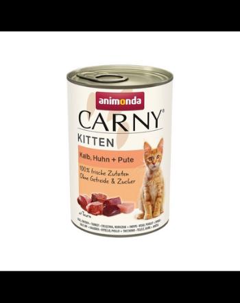 ANIMONDA Carny Kitten Veal&amp;Chicken&amp;Turkey 400 g Hrana pisoi, cu vitel, pui si curcan