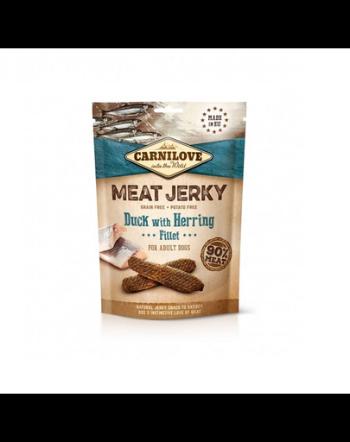 CARNILOVE Jerky duck with herring fillet Recompensa caine, cu rata si hering 100g