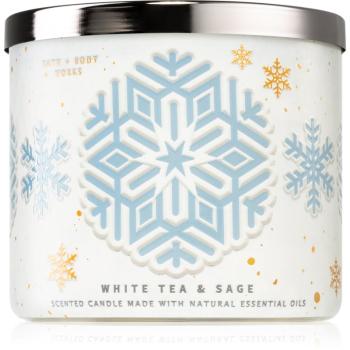 Bath & Body Works White Tea& Sage lumânare parfumată 411 g