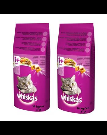 WHISKAS Adult 14kg cu pui si legume + WHISKAS Adult 14kg cu vita si legume