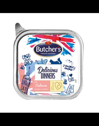 BUTCHER'S Classic Delicious Dinner Cat Hrana umeda pentru pisici adulte, cu somon si marar in sos 100 g