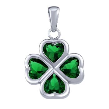 Silvego Pandantiv din argint trifoi cu zirconiu verde Brilliance Zirconia JJJP0085P