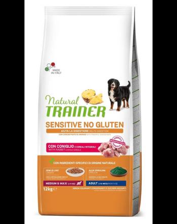 TRAINER Natural Sensitive No Gluten Medium Maxi Adult cu iepure 12kg hrana caine adult talie medie si mare