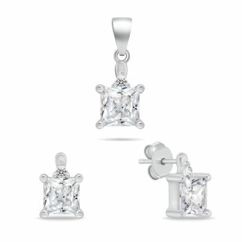 Brilio Silver Set elegant de bijuterii din argint cu zirconi SET260W (cercei, pandantiv)