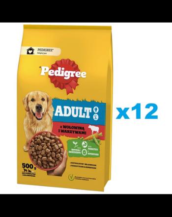PEDIGREE Adult 12x500 g pachet hrana uscata caini talie medie, cu vita si legume