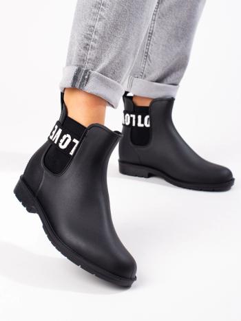 Cizme negre unice cu toc plat pentru femei