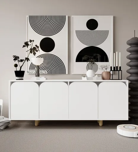 Consola, Hanah Home, Lazio Bohem 180, 180x75x45 cm, PAL, Alb