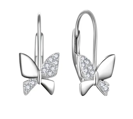 MOISS Cercei frumoși fluture din argint cu zircon transparent E0000330