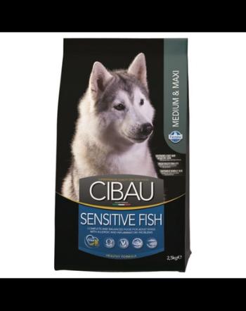 CIBAU Sensitive Fish Medium &amp; Maxi Hrana uscata pentru cainii adulti de talie medie cu intolerante alimentare 2.5 kg