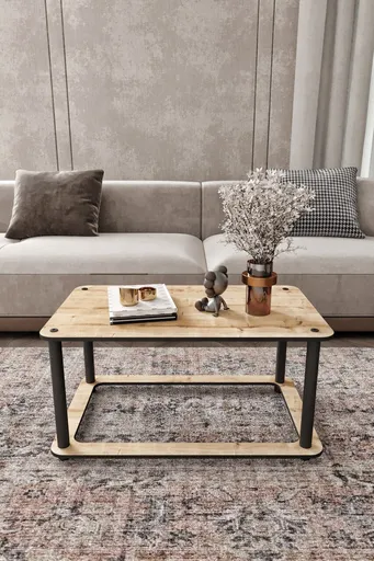 Masuta de cafea, Hanah Home, Hole Rect, 70x38x42 cm, MDF , Stejar