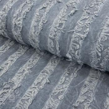 Bavlnená látka s ľanom Vintage Fringe Stripe blue