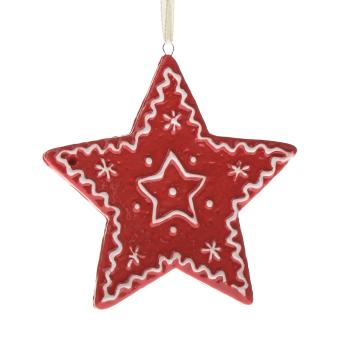 Decorațiune ceramică pentru agățat Star , 9 x 8,7x 1 cm, roșu turtă dulce