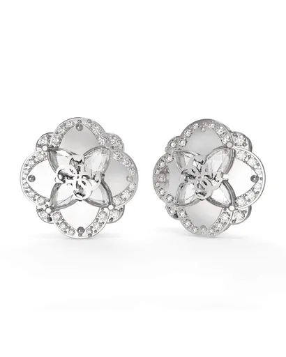 Guess Cercei tip știft din oțel cu zirconiu cubic Wild Flower JUBE05504JWRHT/U