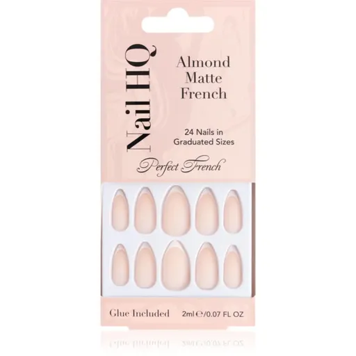 Nail HQ Almond Matte French unghii artificiale cu lipici 24 buc